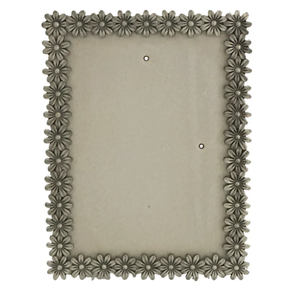Silver Tone Daisy Floral Picture Frame 5x7 Decorative Cottage Style